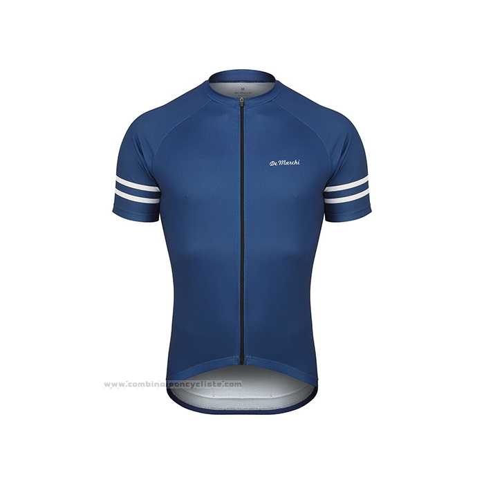 2021 Maillot Cyclisme de Marchi Fonce Bleu Manches Courtes et Cuissard